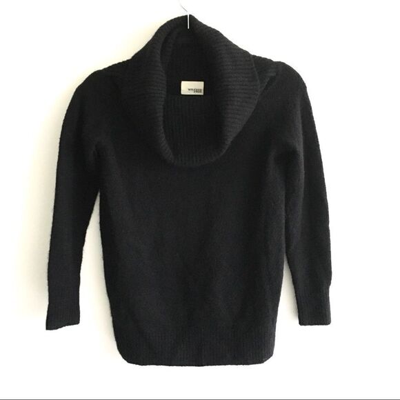 Aritzia Faretta Off Shoulder Cowl Neck Long Sleeve Wool Alpaca Sweater Black XXS - Picture 2 of 9